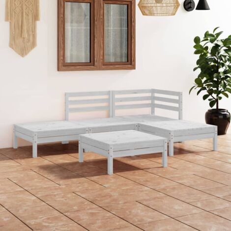 Salon de jardin 5 pcs Bois de pin massif Blanc vidaXL (1/5)