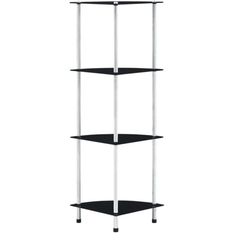 vidaXL 4-Tier Shelf Black 30x30x100 cm Tempered Glass