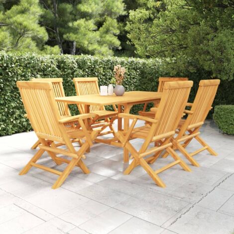 vidaXL Salon de jardin 7 pcs Bois de teck massif (1/6)