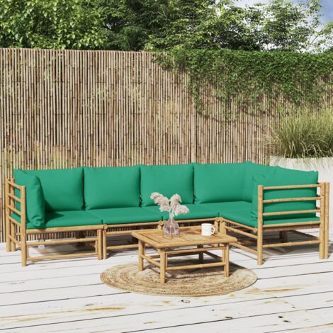 Salon de jardin 6 pcs avec coussins vert bambou vidaXL
