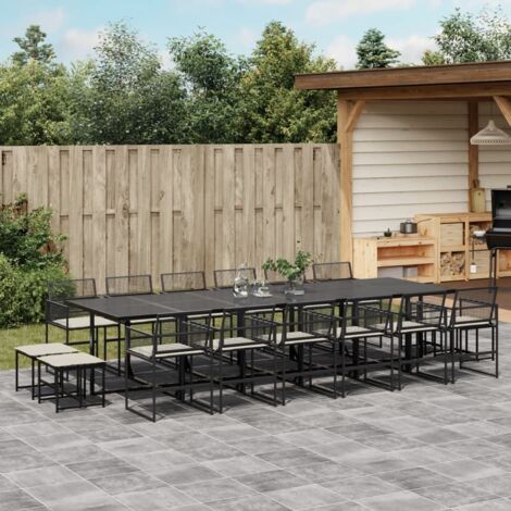 vidaXL Ensemble à manger de jardin 17 pcs coussins noir résine tressée (1/5)