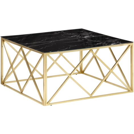 Table basse doré acier inoxydable et verre trempé vidaXL (1/5)