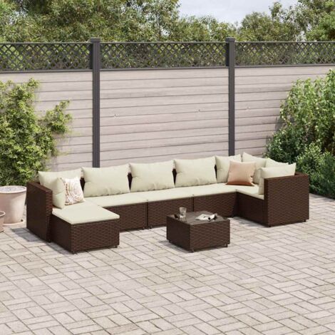 vidaXL Salon de jardin avec coussins 8 pcs marron résine tressée (1/5)
