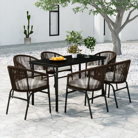 vidaXL Ensemble à manger de jardin 7 pcs Marron