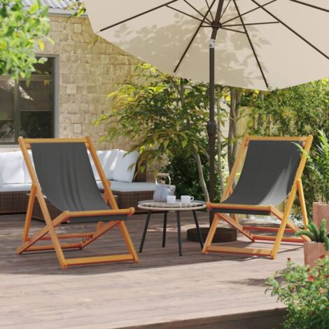 vidaXL Folding Chairs 2 pcs Grey Fabric