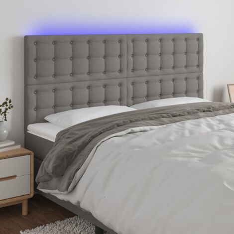 Tête de lit à LED Gris foncé 180x5x118/128 cm Tissu vidaXL