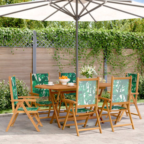 vidaXL Chaises inclinables de jardin lot de 6 vert tissu bois massif (1/5)