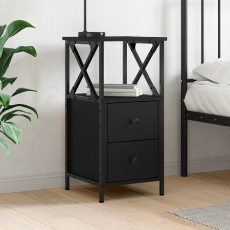 Table de chevet noir 34x35,5x70 cm bois d’ingénierie vidaXL (1/6)