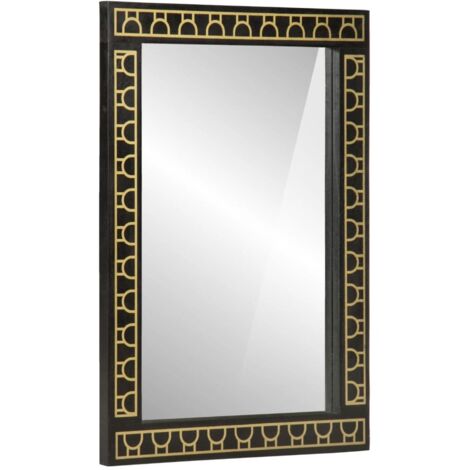 Miroir de bain 50x70x2,5 cm bois de manguier massif et verre vidaXL (1/5)