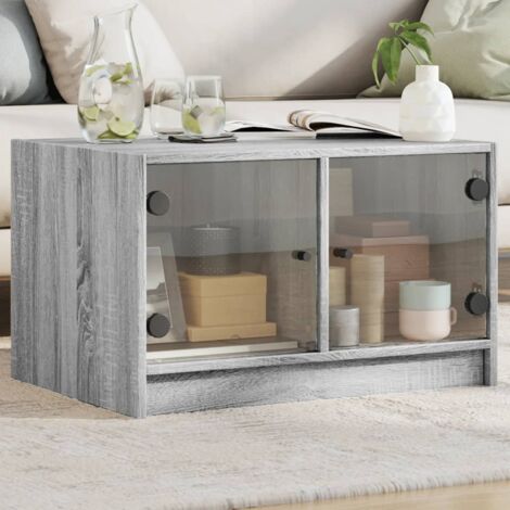 Table basse avec portes en verre sonoma gris 68x50x42 cm vidaXL (1/5)