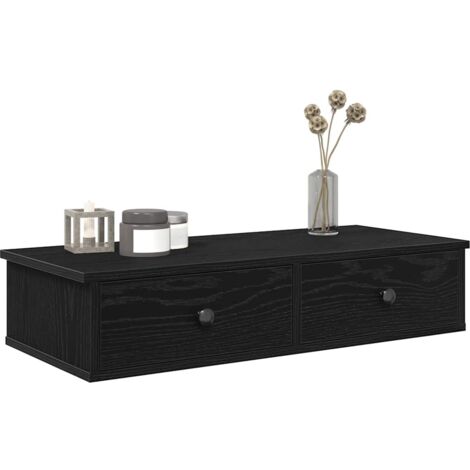 Vidaxl – Étagère murale noire avec tiroirs 80x31x17 cm – Bois d'ingénierie résistant à l'humidité – Capacité 60 kg – Assemblage requis