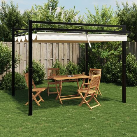 vidaXL Tonnelle de jardin avec toit rétractable crème 3x3 m aluminium (1/5)