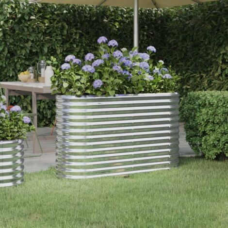 Lit surélevé de jardin Acier galvanisé Argenté vidaXL