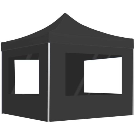 vidaXL Tente de réception pliable à parois Aluminium 3 x 3m Anthracite (1/6)