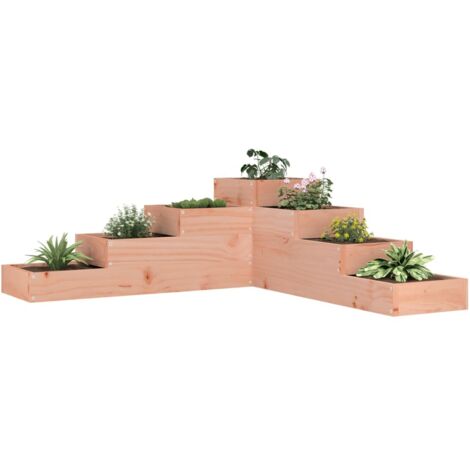 Vidaxl – Jardinière en bois de douglas massif à 4 niveaux 106 x 104,5 x 36 cm – Conception en L pour optimiser l'espace extérieur (1/5)