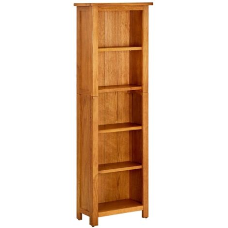 Vidaxl – Bibliothèque en bois de chêne massif 5 étagères 45x22x140 cm – Finition naturelle – Design rustique pour bureau ou salon