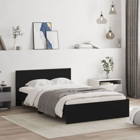 Vidaxl – Cadre de lit noir 120x190 cm – Bois d'ingénierie – Lattes en contreplaqué – Tête de lit pour confort – Assemblage requis - vidaXL49079
