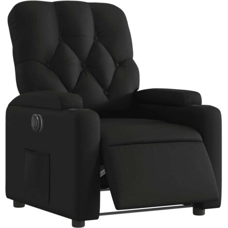 Vidaxl – Fauteuil relax inclinable électrique noir en similicuir – Inclinaison 135° – Accoudoirs rembourrés – Dimensions 74x86,5x93,5 cm (1/5)