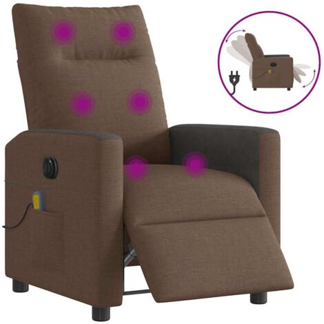 vidaXL Fauteuil inclinable de massage électrique marron tissu