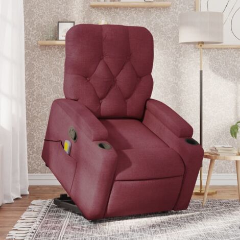 Fauteuil inclinable de massage Rouge bordeaux Tissu vidaXL