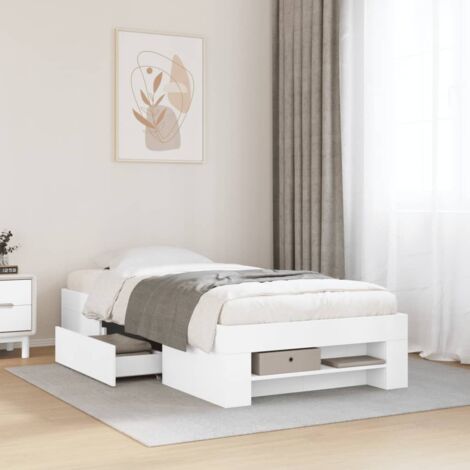 Cadre de lit sans matelas blanc 90x200 cm bois d'ingénierie vidaXL (1/5)
