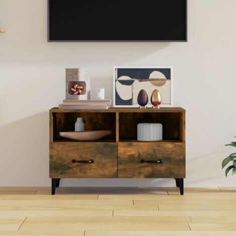 Meuble TV Chêne fumé 80x36x50 cm Bois d'ingénierie vidaXL (1/5)