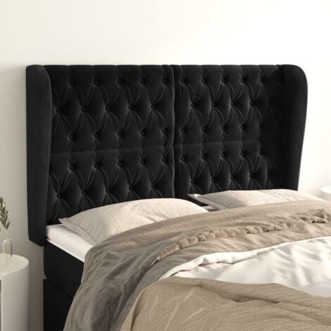 vidaXL Tête de lit avec oreilles Noir 163x23x118/128 cm Velours (1/5)