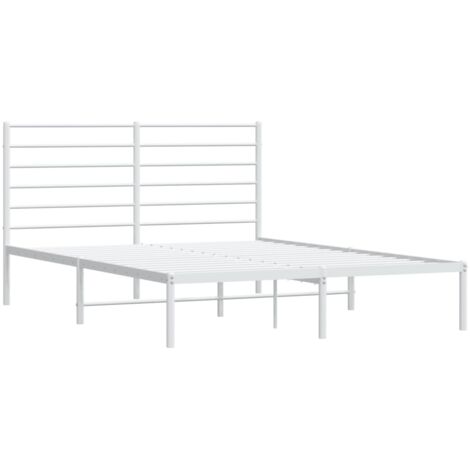 Cadre de lit métal sans matelas et tête de lit blanc 140x200 cm vidaXL (1/5)