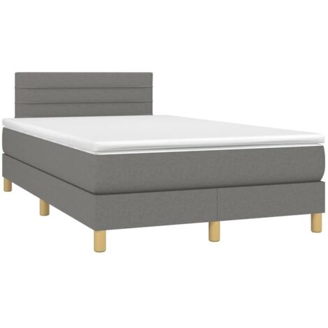 Lit à sommier tapissier avec matelas Gris foncé 120x200cm Tissu (1/5)
