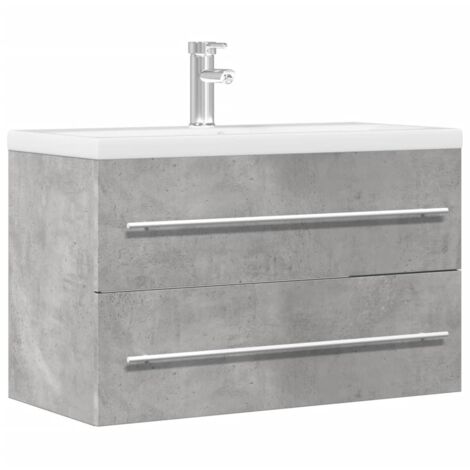 Vidaxl – Armoire de lavabo gris béton 80x38,5x48 cm – Bois d'ingénierie – Installation murale pour gain de place – Capacité 60 kg