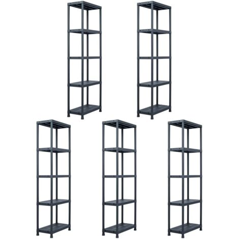 Étagères de rangement 5 pcs Noir 125 kg 60x30x180 cm Plastique vidaXL