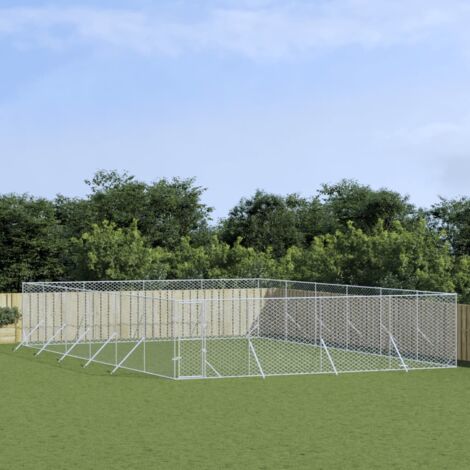 vidaXL Chenil d'extérieur pour chiens argenté 8x12x2 m acier galvanisé