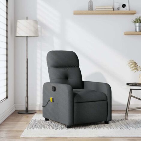 Fauteuil de massage inclinable Gris foncé Tissu vidaXL