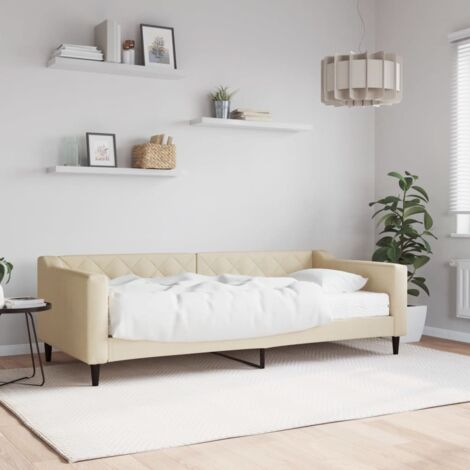 Lit de jour avec matelas crème 90x200 cm tissu vidaXL (1/5)