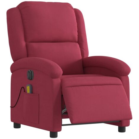 Fauteuil inclinable massage électrique rouge bordeaux velours vidaXL