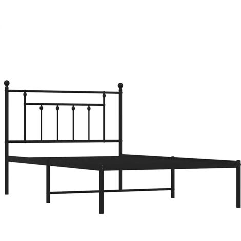 Cadre de lit métal avec tête de lit noir 100x200 cm (1/5)