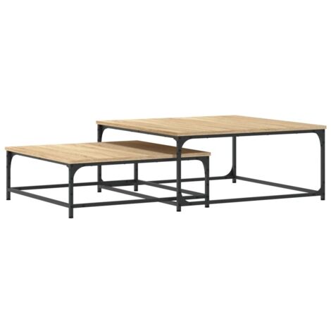Vidaxl – Tables basses gigognes 2 pcs chêne sonoma – Bois d'ingénierie – Dimensions 80x80x35cm et 70x70x25cm – Design contemporain pour petits espaces