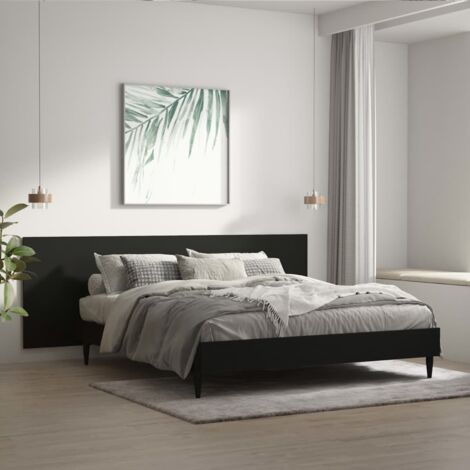Vidaxl – Tête de lit murale noire 240 x 1,5 x 80 cm – Bois d'ingénierie résistant à l'humidité – Installation facile sur mur