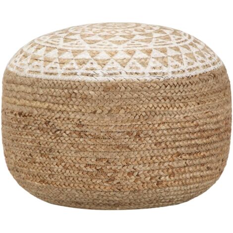 Vidaxl – Pouf fait à la main en jute blanc 45x30 cm – Repose-pieds confortable pour intérieur – Design contemporain et chic
