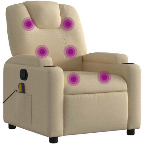 Fauteuil de massage inclinable Crème Tissu vidaXL71800