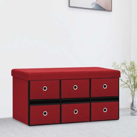 Banc de rangement pliable Bordeaux 76x38x38 cm Faux lin vidaXL (1/5)