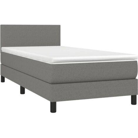 Lit à sommier tapissier avec matelas Gris foncé 80x200 cm Tissu (1/5)