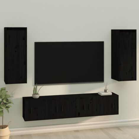 Armoires murales 2 pcs Noir 30x30x80 cm Bois de pin massif vidaXL