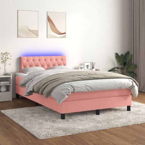 Sommier à lattes de lit avec matelas et LED Rose 120x200cm (1/5)