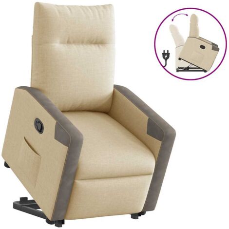 vidaXL Fauteuil inclinable Crème Tissu (1/5)
