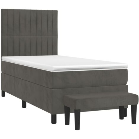 Lit à sommier tapissier avec matelas Gris foncé 100x200 cm (1/5)