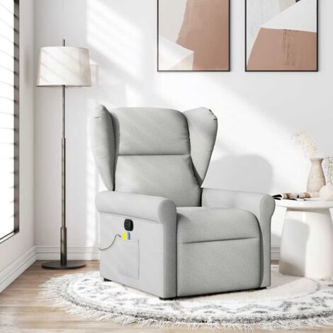 vidaXL Fauteuil de massage inclinable gris nuage tissu (1/5)