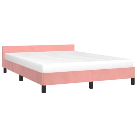 Cadre de lit et tête de lit sans matelas rose 140x200cm velours vidaXL (1/5)