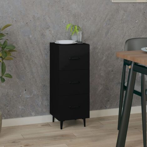 Vidaxl – Buffet noir 34,5x34x90 cm en bois d'ingénierie – Tiroirs pour rangement – Idéal pour espaces de vie modernes