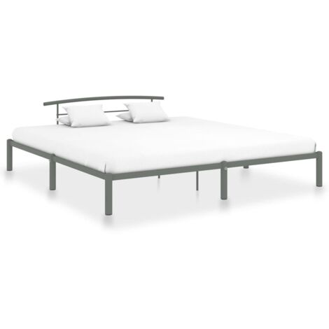 Cadre de lit sans matelas gris métal 200x200 cm vidaXL (1/5)